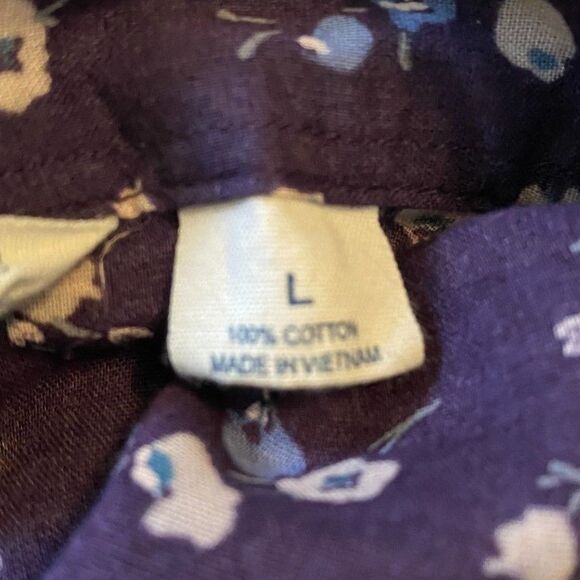 American Eagle Floral Boho Cotton Button Down Shirt Woman Size L - Picture 9 of 9